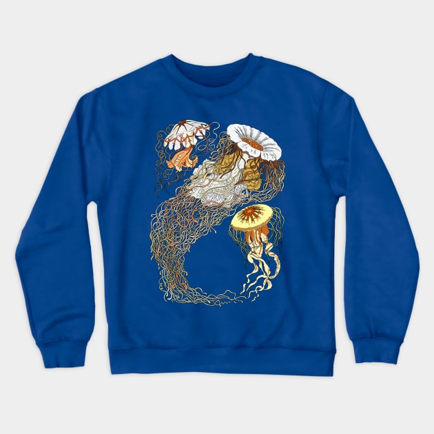Jellyfish floats Crewneck Sweatshirt by DashingGecko